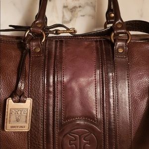 RARE Frye Satchel - Two Tone Pebbled Leather